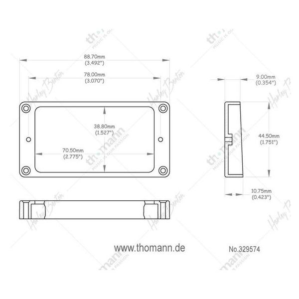 Harley Benton Hu Frame Flat Top Black Bridge